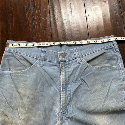VTG 684 Corduroy Pants Bell Bottom USA 32x27 Boot Cut 1970s 70s Blue Talon