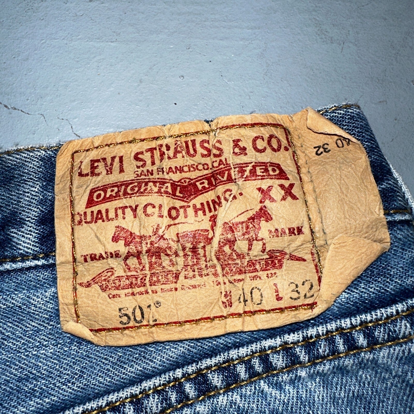 Levis 501 Vintage 90s Mexico Straight Leg Jeans 40x32 Y2K Light Wash Act 36x30