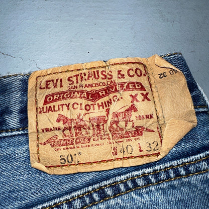 Levis 501 Vintage 90s Mexico Straight Leg Jeans 40x32 Y2K Light Wash Act 36x30