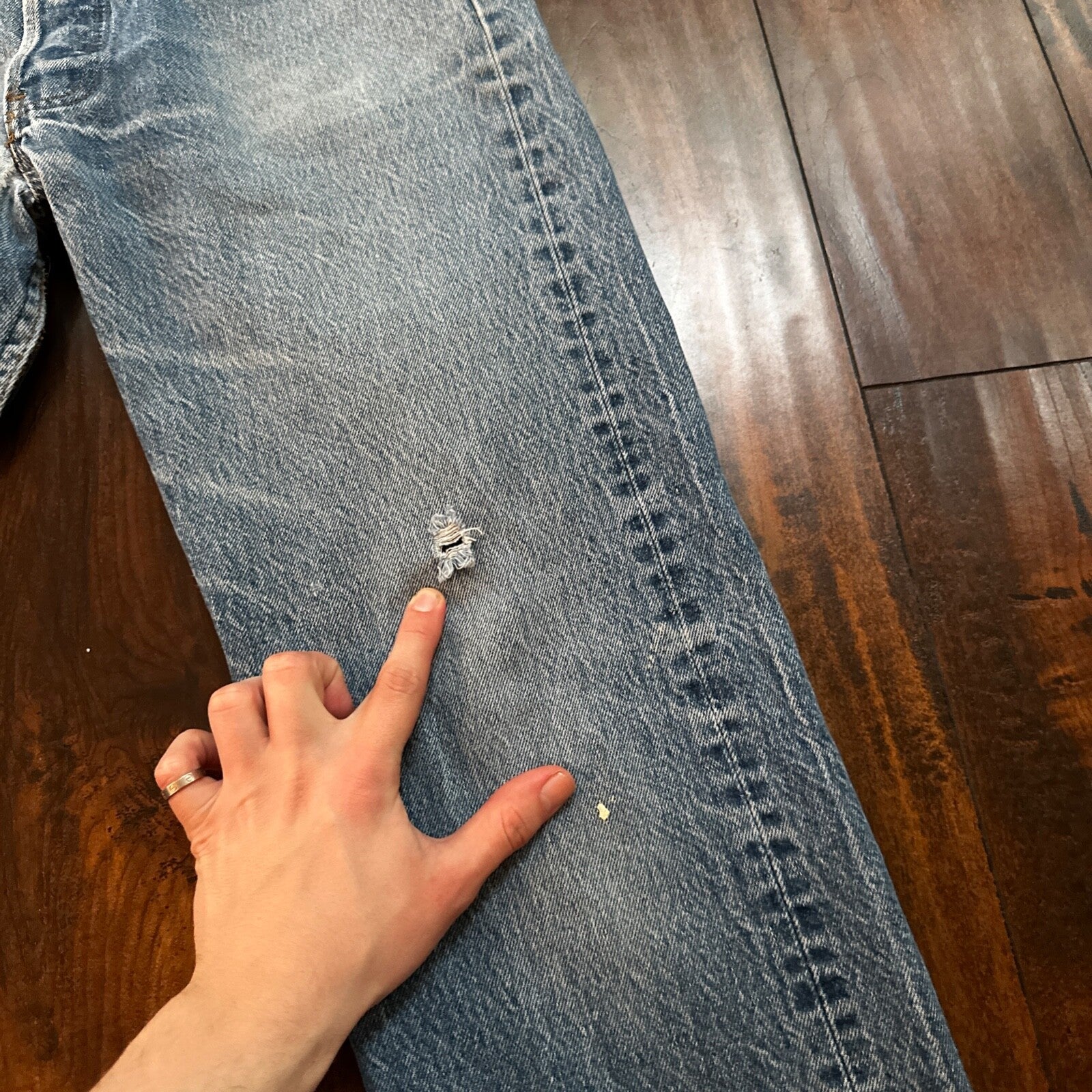 VTG 80s Levis 501 Button Fly 35x32 USA Tag Jeans Straight Wash Blue XX Act 31x31