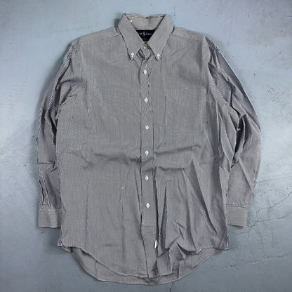 Polo Ralph Lauren Shirt 15.5 White Navy Striped USA Japan Button Up Long Sleeve