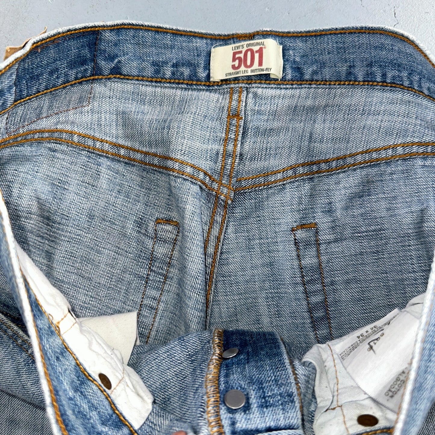 Levis 501 Vintage Y2K XX Straight Leg Jeans Blue Light Wash 34x34 Act 33x32