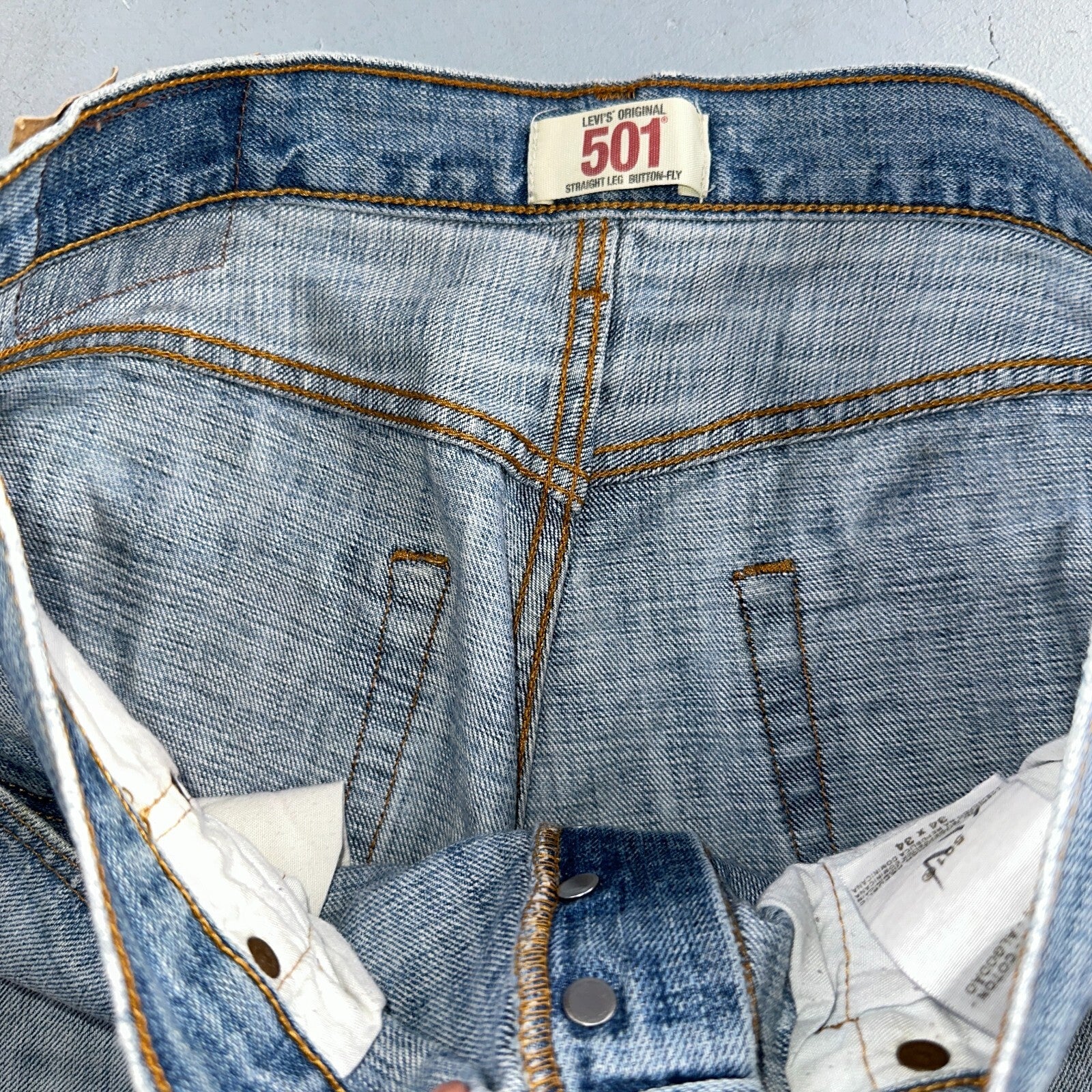 Levis 501 Vintage Y2K XX Straight Leg Jeans Blue Light Wash 34x34 Act 33x32