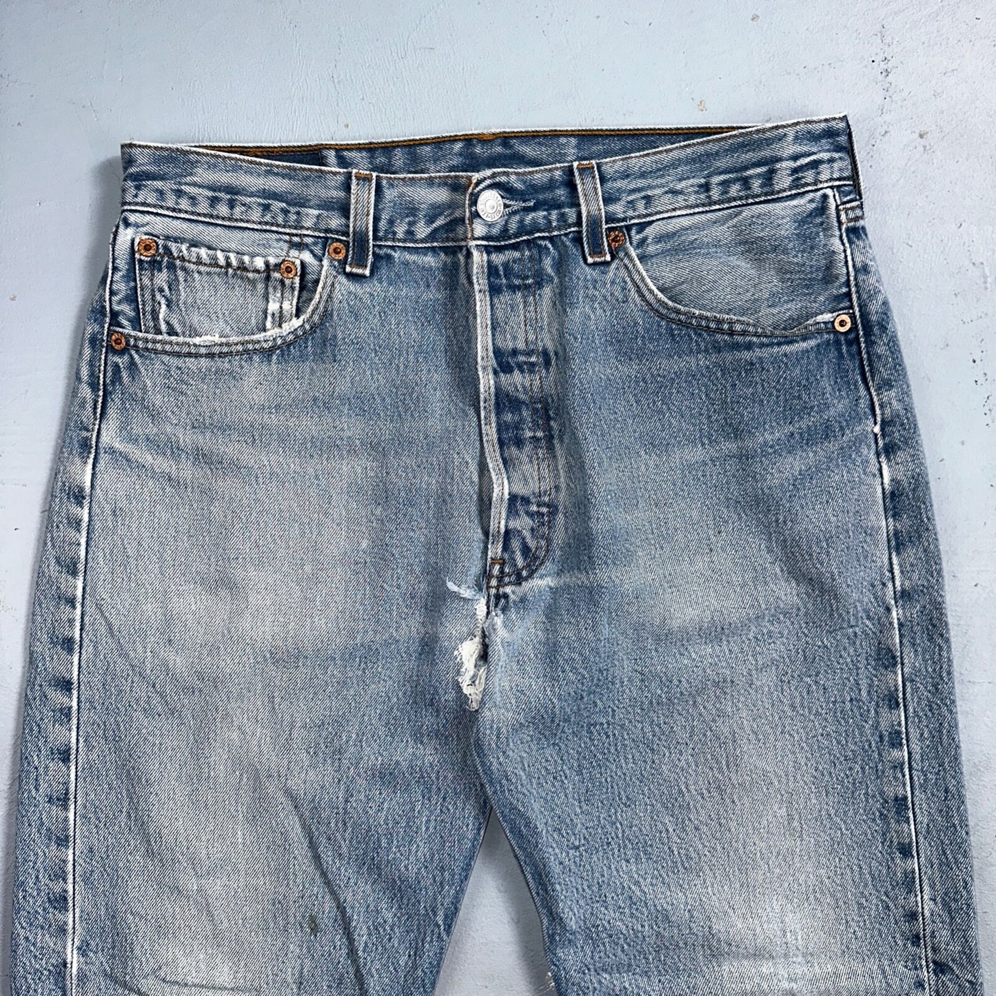 Levis 501 Vintage 90s XX Straight Leg Mexico Jeans 34x36 Light Wash Act 31x30