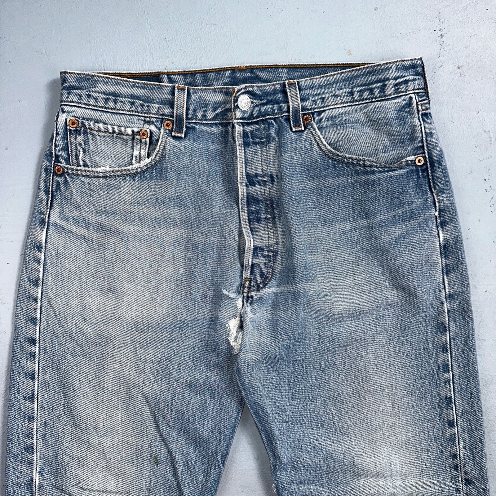 Levis 501 Vintage 90s XX Straight Leg Mexico Jeans 34x36 Light Wash Act 31x30