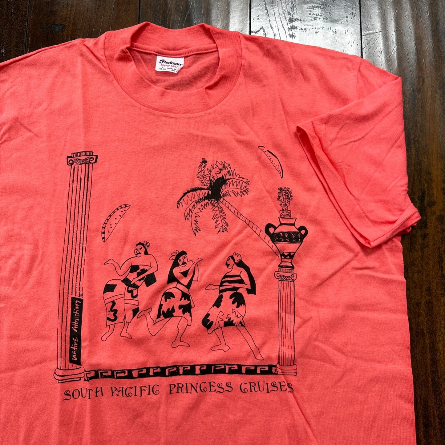 South Pacific Princess Cruises VTG T Shirt Mexico Travel USA Pink Hot Girls