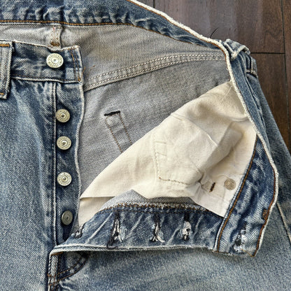 Levis Vintage 80s Redline Selvedge USA 501 Light Wash Jeans 70s 30x32 Act 28x29