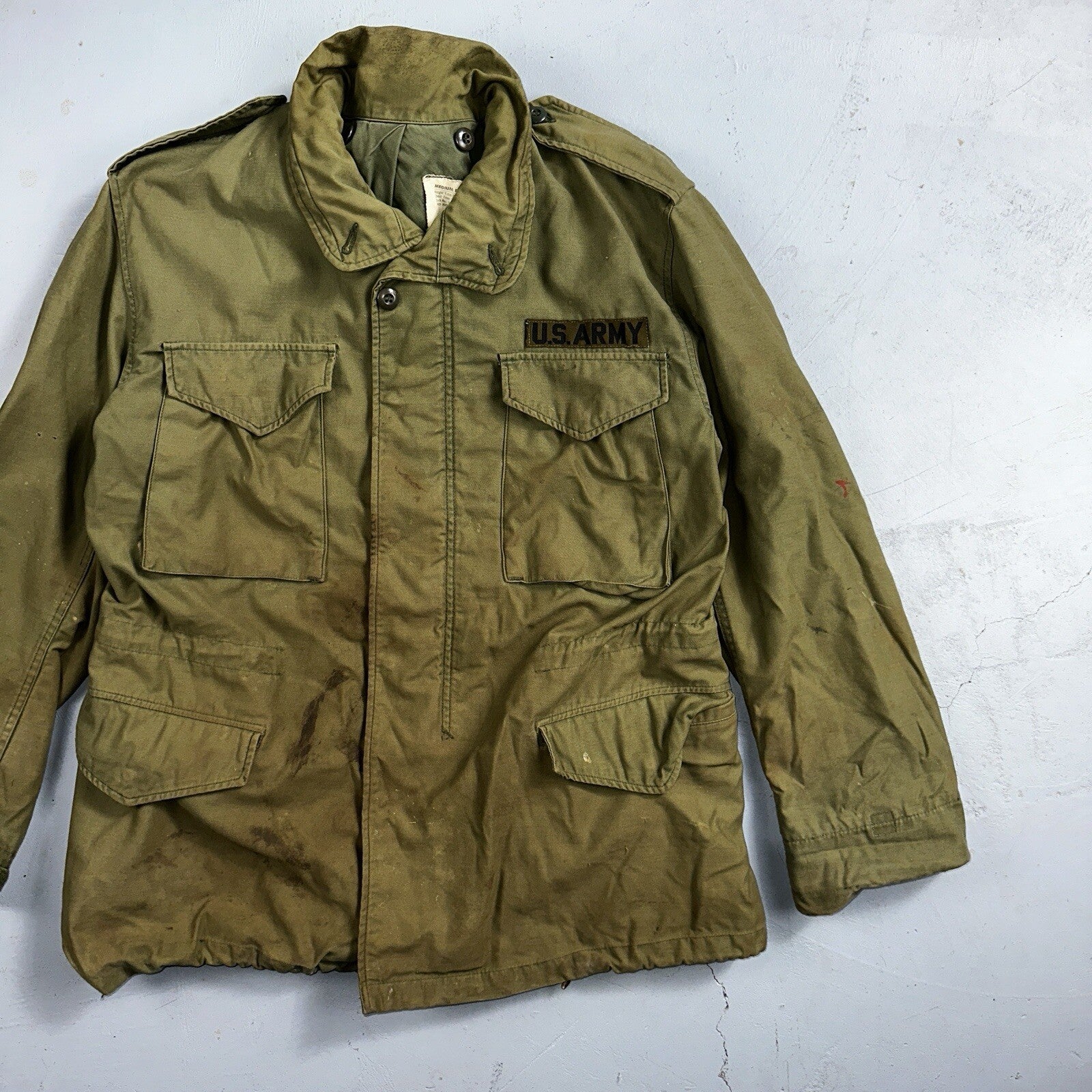 VTG US ARMY M-65 Field Jacket Coat Cold Weather Mans OG-107 Vietnam 70s Medium