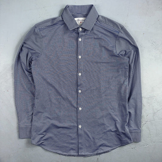 Mizzen Main Spinnaker Collection Shirt Mens L Trim Fit Navy Gingham Performance