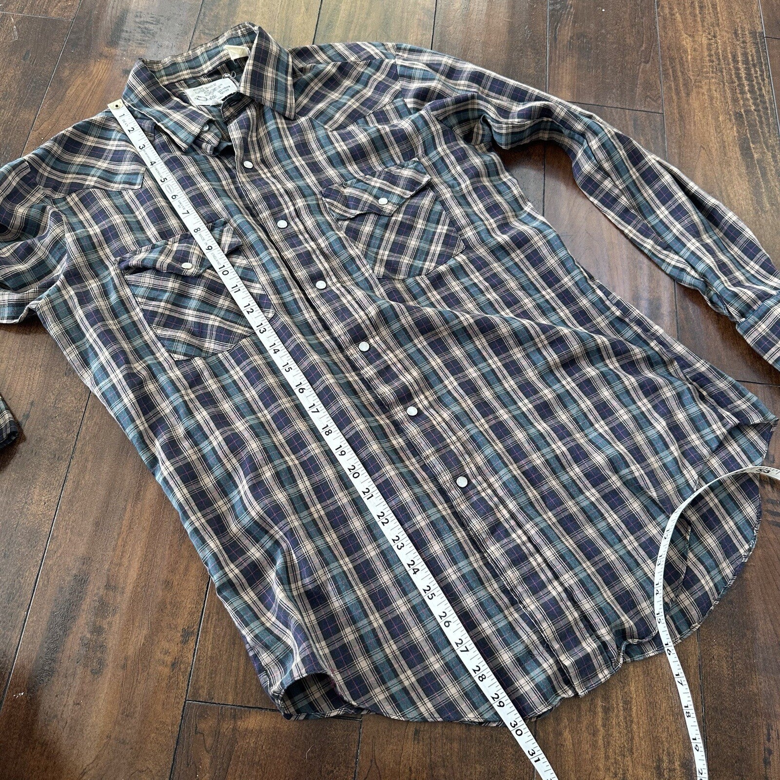 Silver Spur Men's Western Plaid Long Sleeve Shirt Pearl Snaps 16/35 Vtg 80s 90s