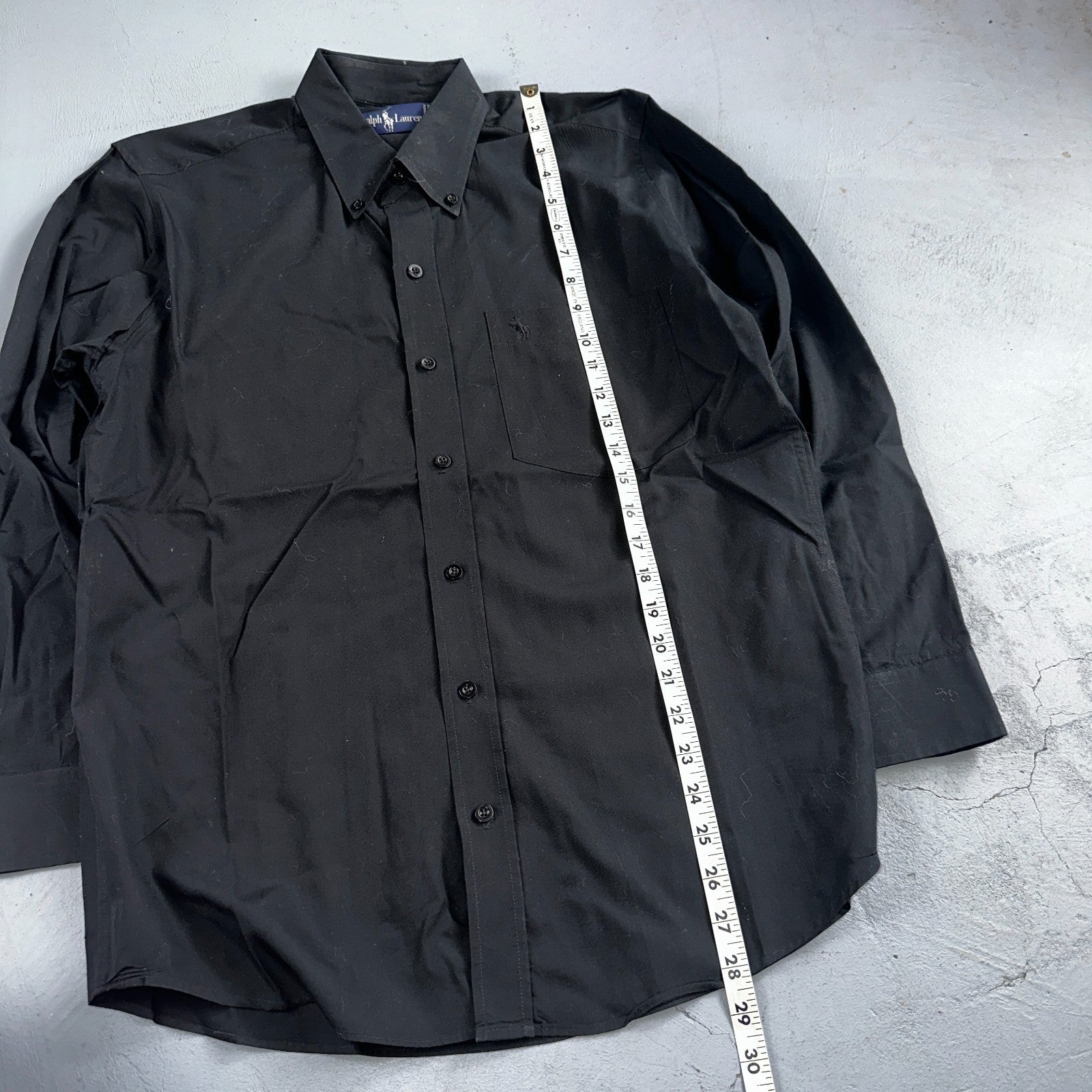 Polo Ralph Lauren Men's Black Solid Classic VTG 100% Cotton Button Shirt 15 32