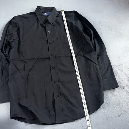 Polo Ralph Lauren Men's Black Solid Classic VTG 100% Cotton Button Shirt 15 32