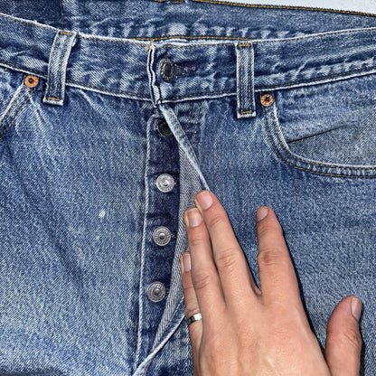 Levis 501 Vintage 90s USA 80s XX Straight Leg Jeans 35x36 Light Wash Act 32x31