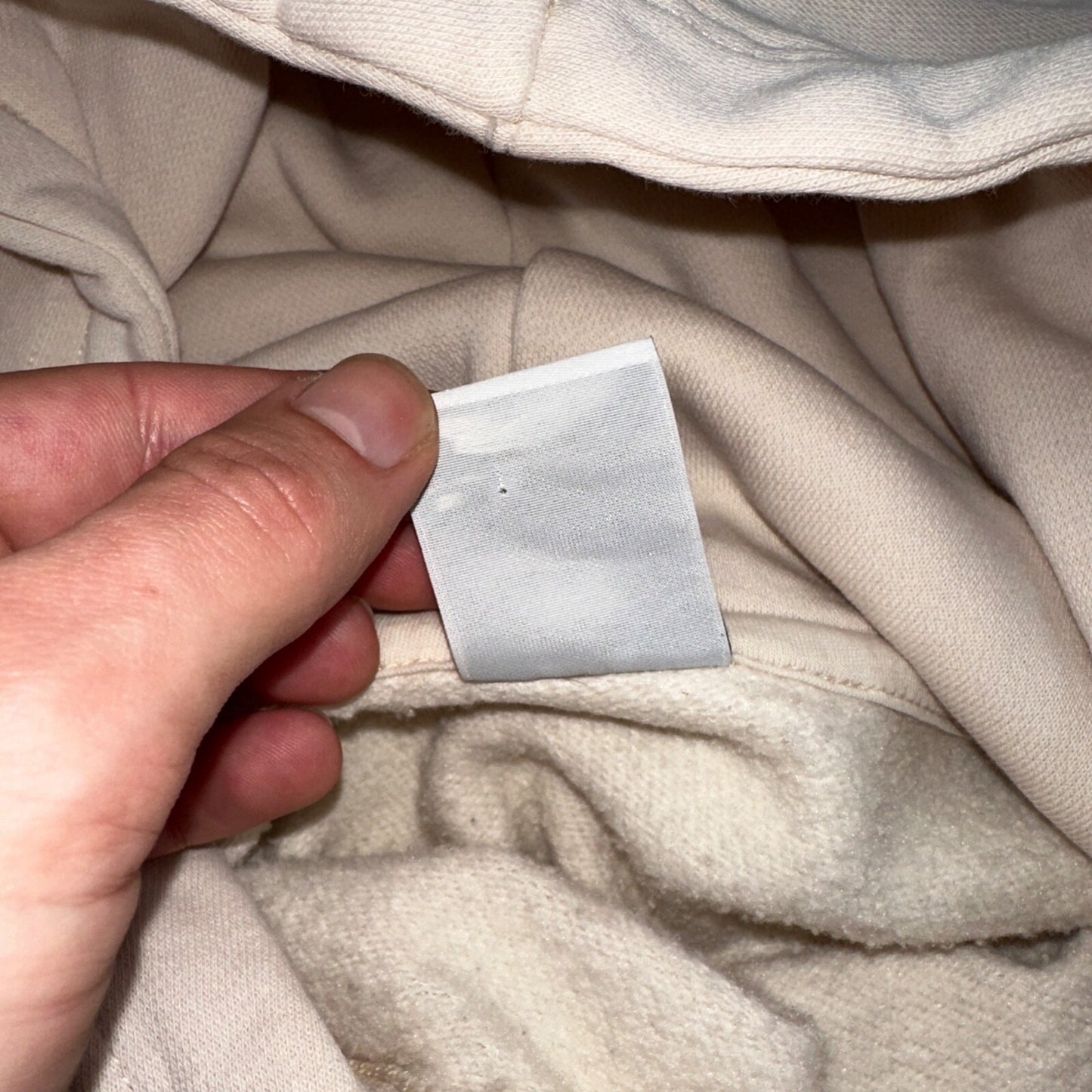 Nike Sweatshirt Womens XS Center Check Hoodie Beige White Tag Swoosh Stained