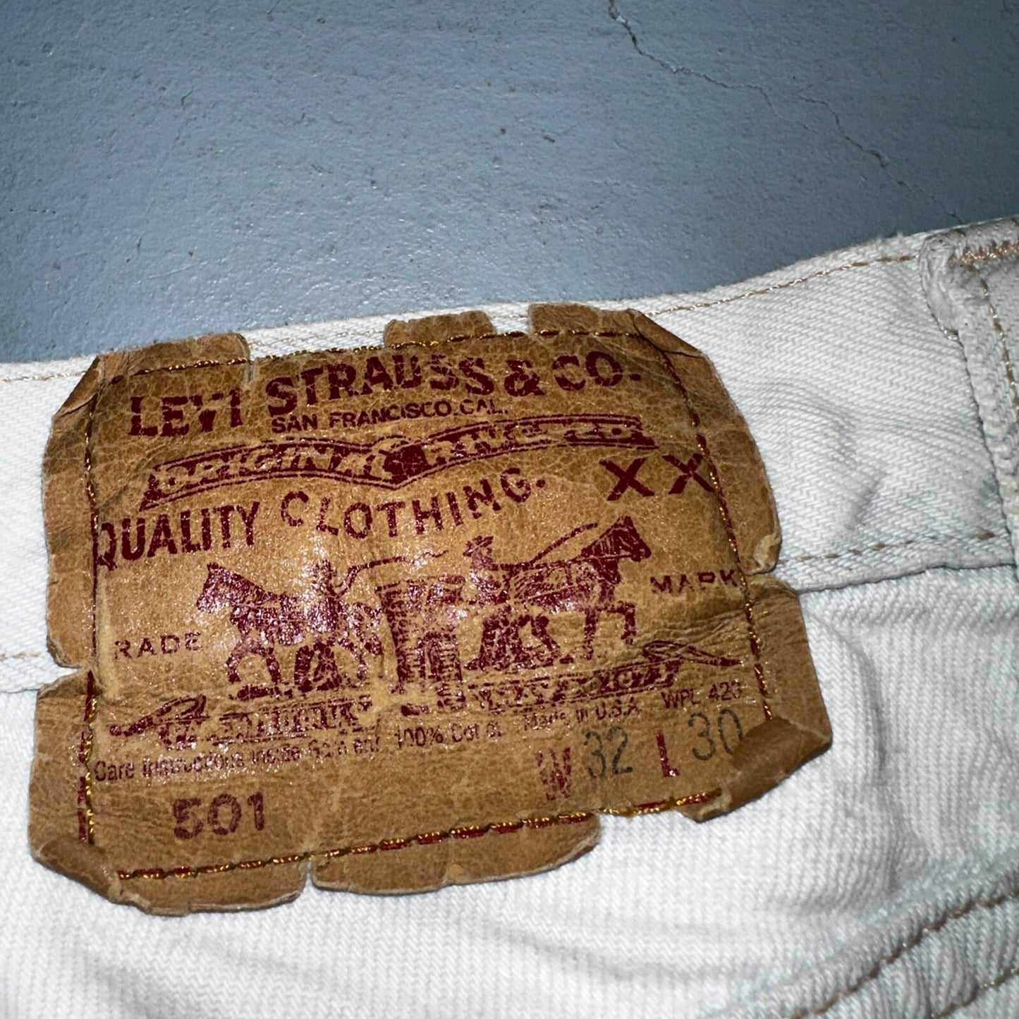 Levis 501 Vintage 90s USA XX Straight Leg Jeans White Light Wash 32x30 Act 30x26