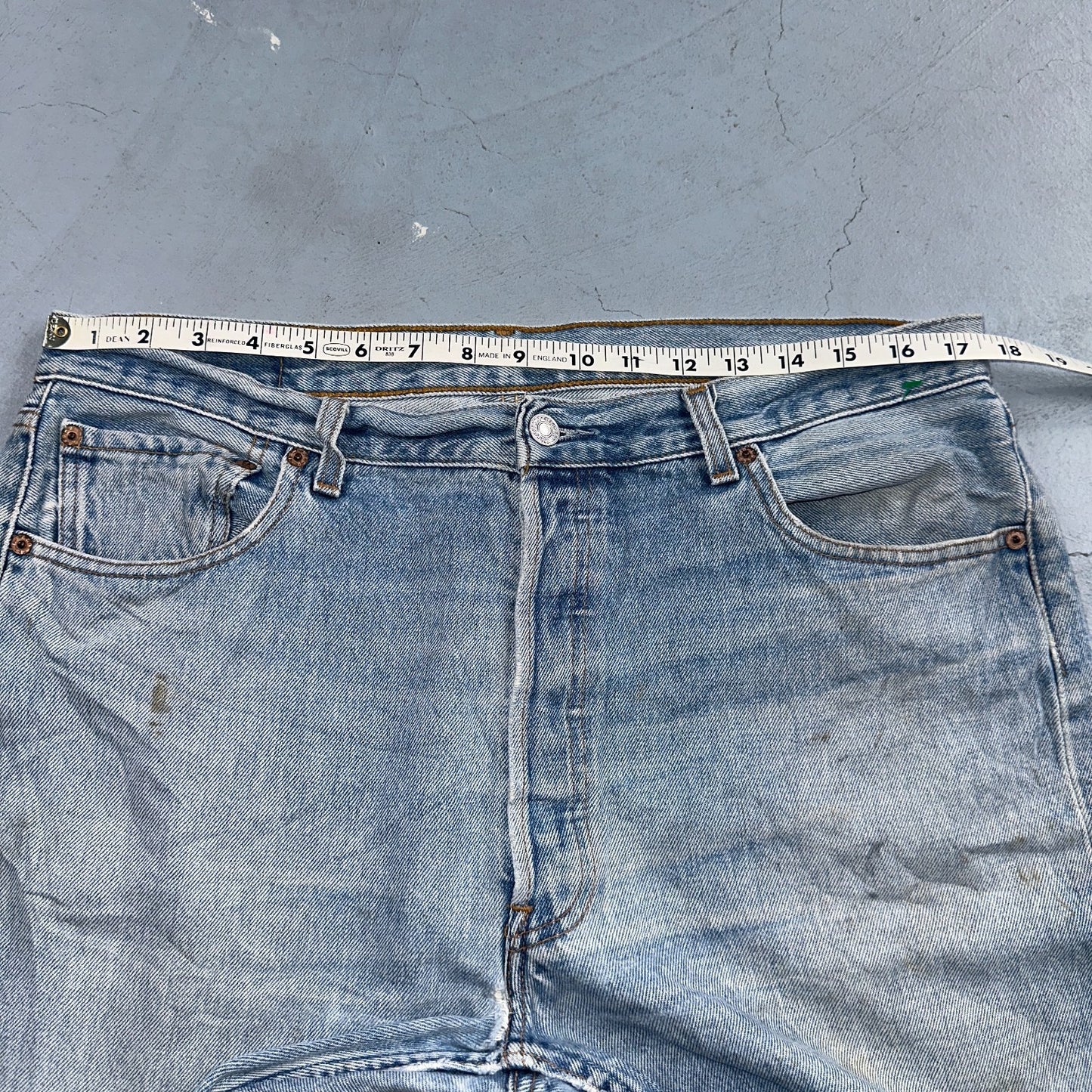 Levis 501 Vintage 90s Mex XX Straight Leg Jeans Blue Light Wash 36x30 Act 35x25