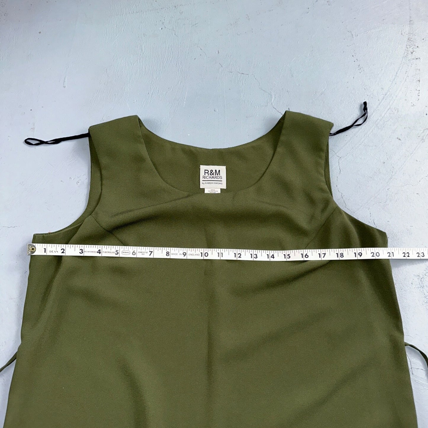 R&M Richards Karen Kwong Womens Maxi Dress Size 14 Green Simple Sleeveless VTG