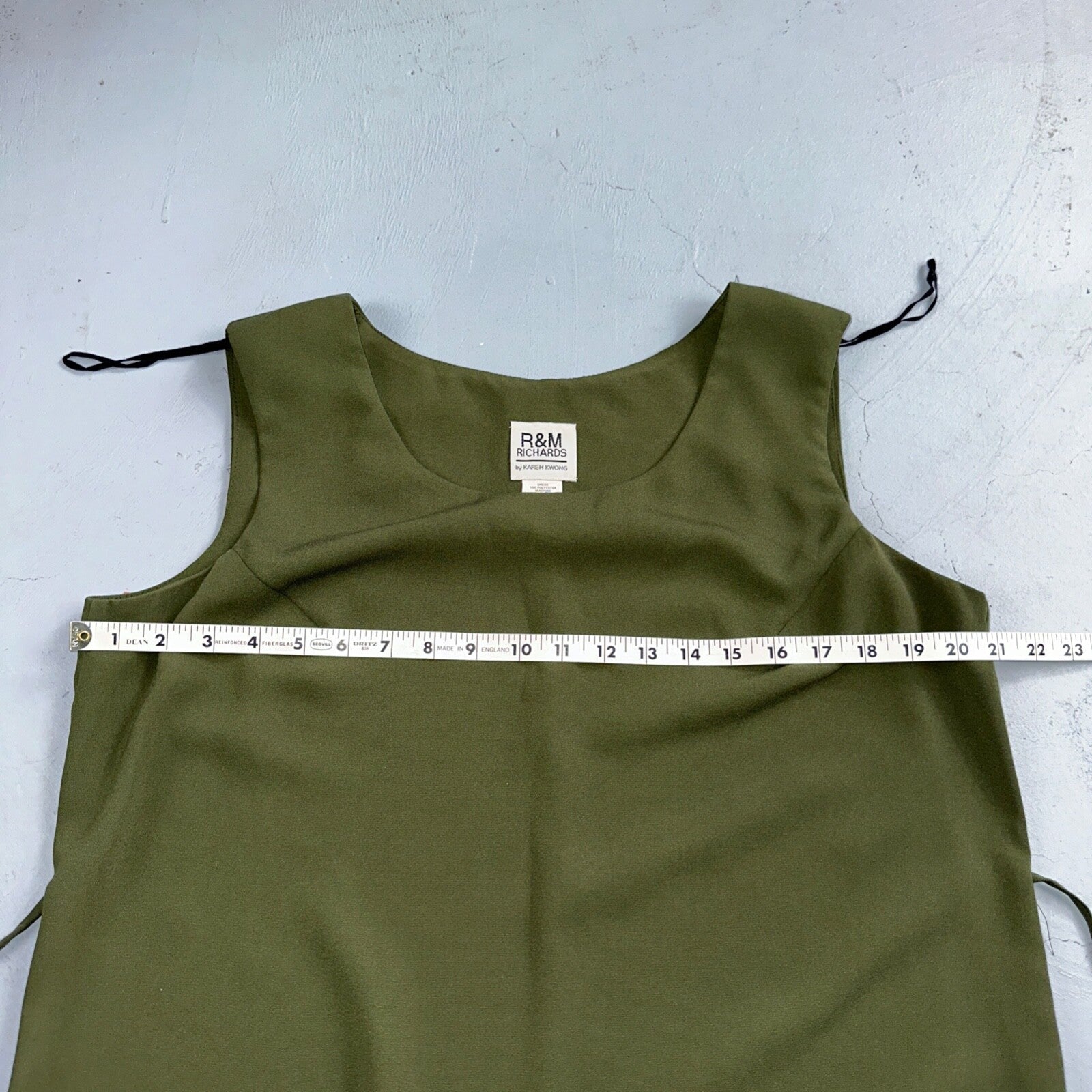 R&M Richards Karen Kwong Womens Maxi Dress Size 14 Green Simple Sleeveless VTG