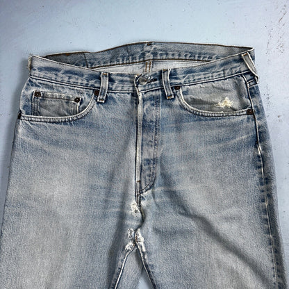 Levis 501 Vintage 80s Redline Selvedge USA XX Jeans Light Wash 34x40 Act 32x36