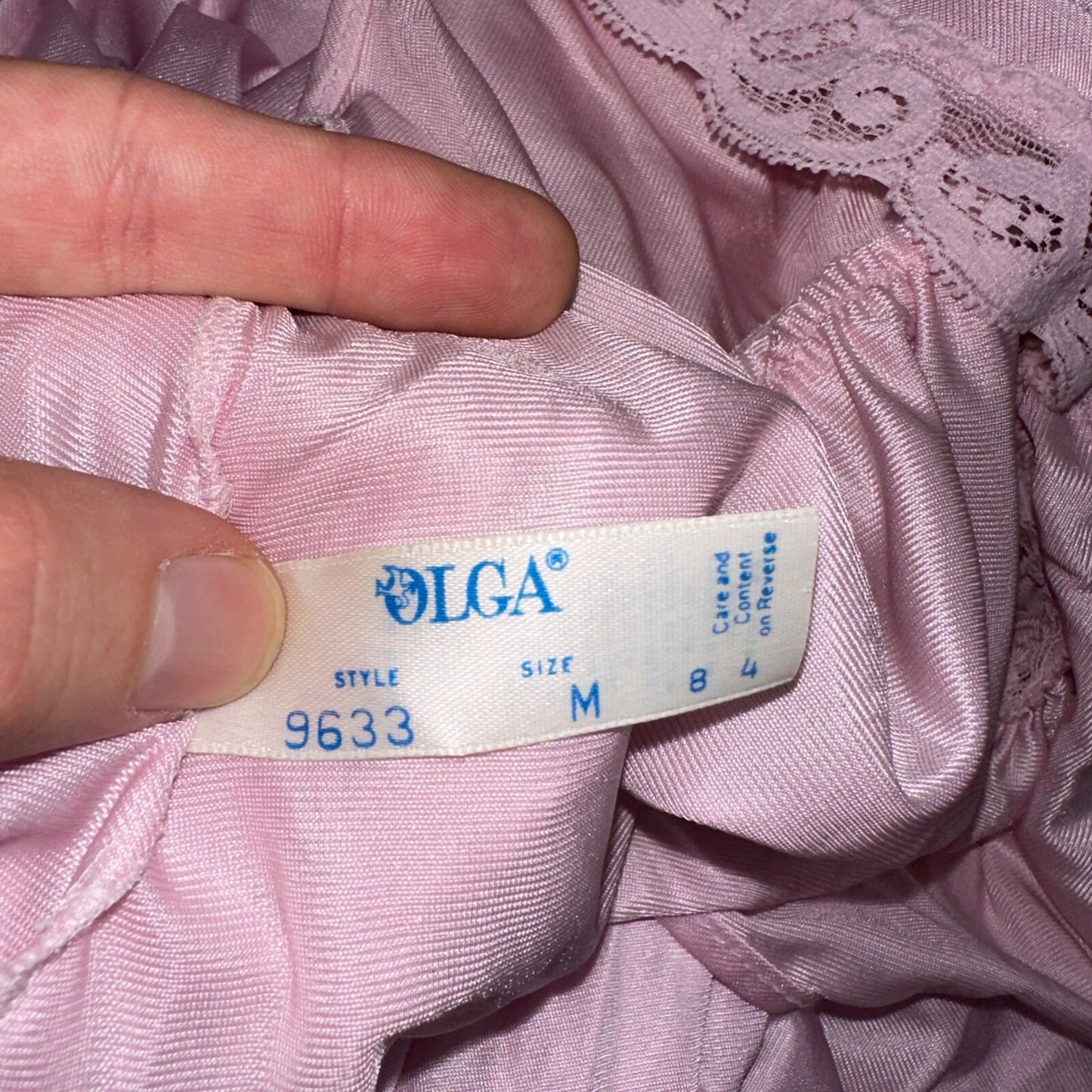 Vintage 1970s Olga Lingerie Slip Dress Sleepwear Full Sweep Nightgown Lace 70s