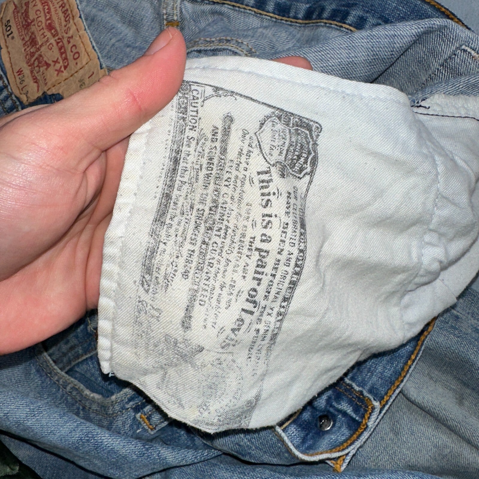 Levis 501 Vintage Y2K XX Straight Leg Jeans Blue Light Wash 36x36 Act 35x34