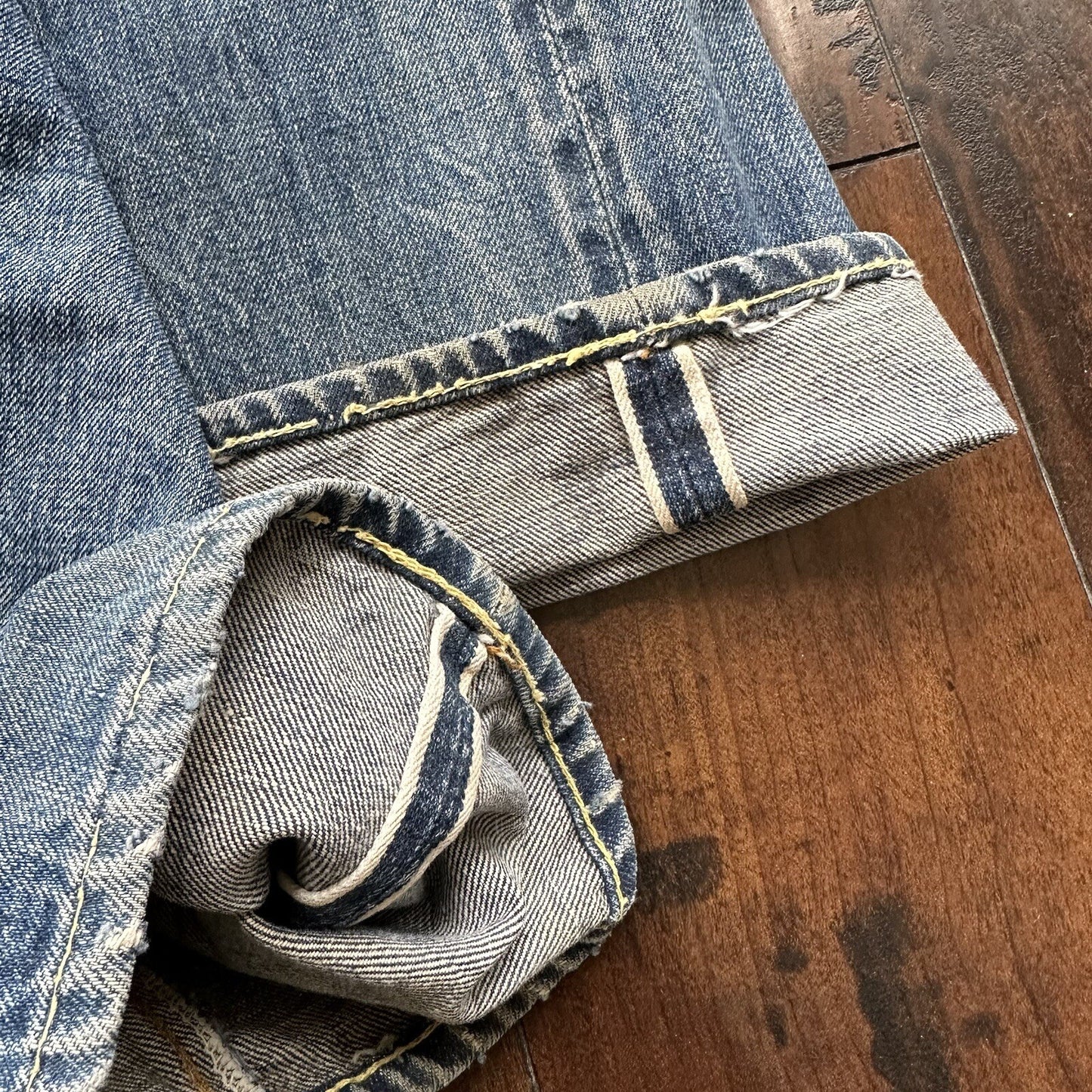 Levis 501 XX Big E True Vintage 60s Redline THRASHED Denim Jeans 1960s 27x26