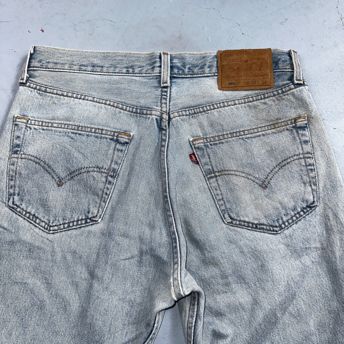Levis 501 Vintage 90s XX Straight Leg Mexico Jeans 33x34 Light Wash Act 31x27