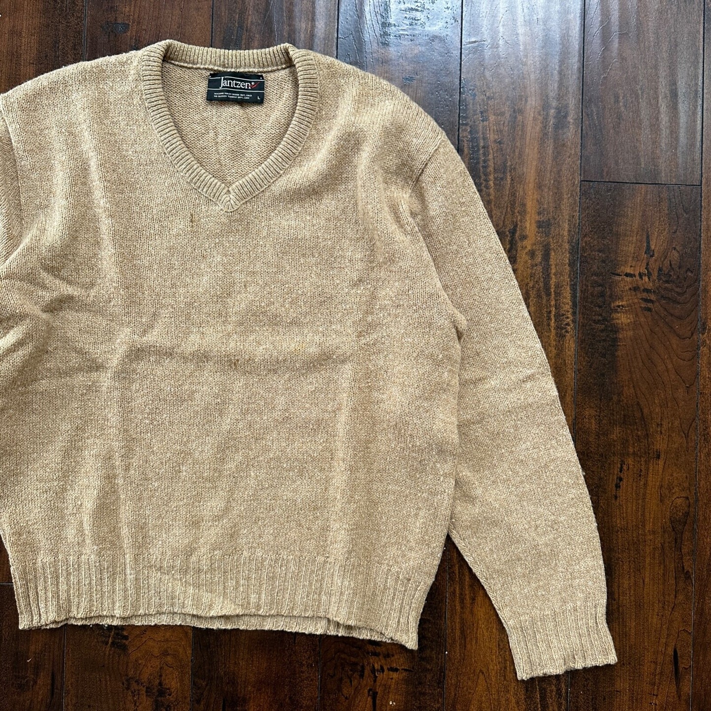 Vintage Jantzen Sweater Men's L Brown Pullover Blank Solid USA Made 90s