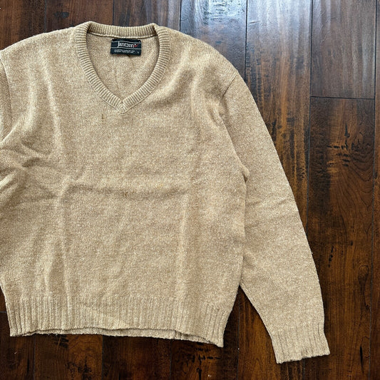 Vintage Jantzen Sweater Men's L Brown Pullover Blank Solid USA Made 90s