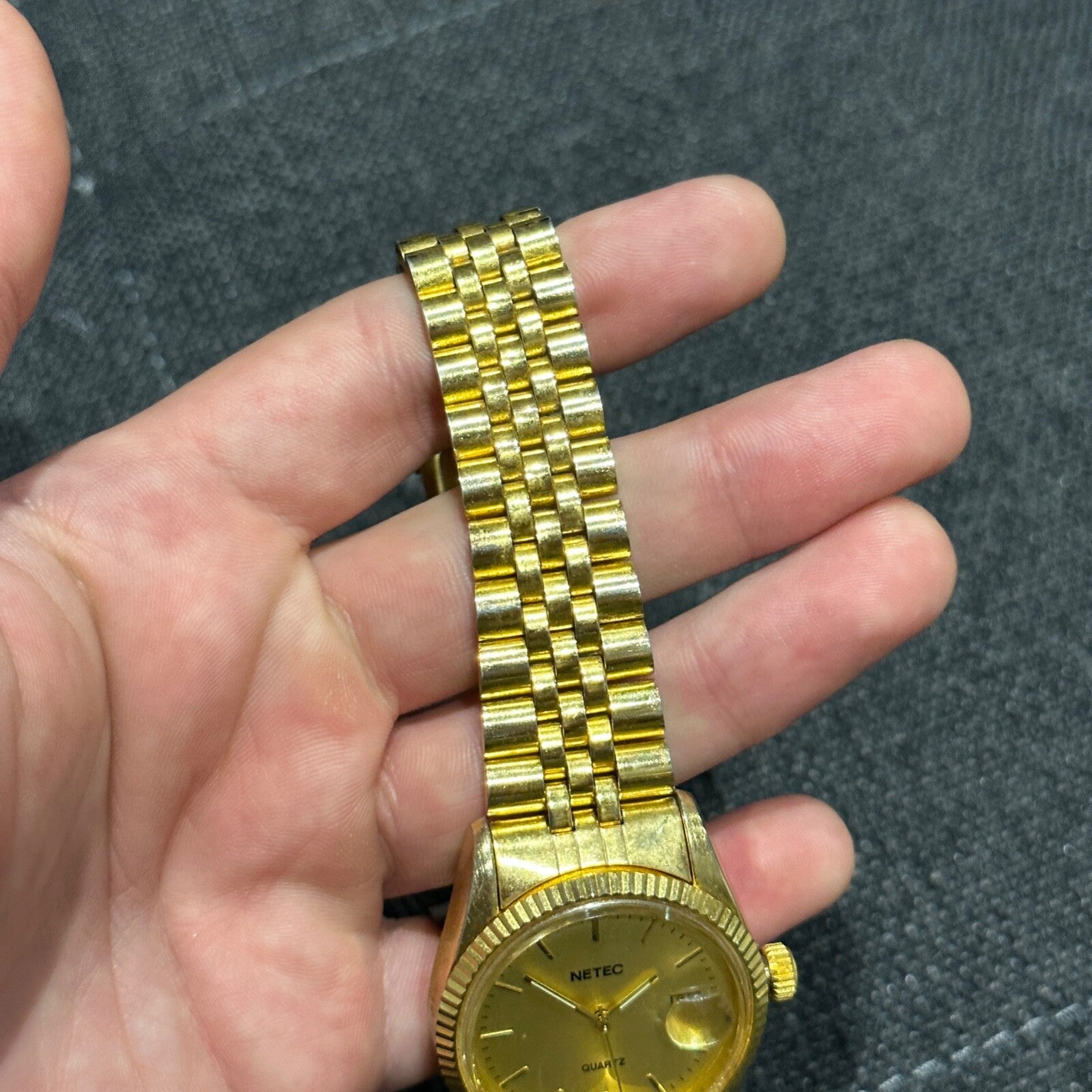 Vintage Netec Womens Gold Tone Watch Needs Battery Japan Movement Quartz