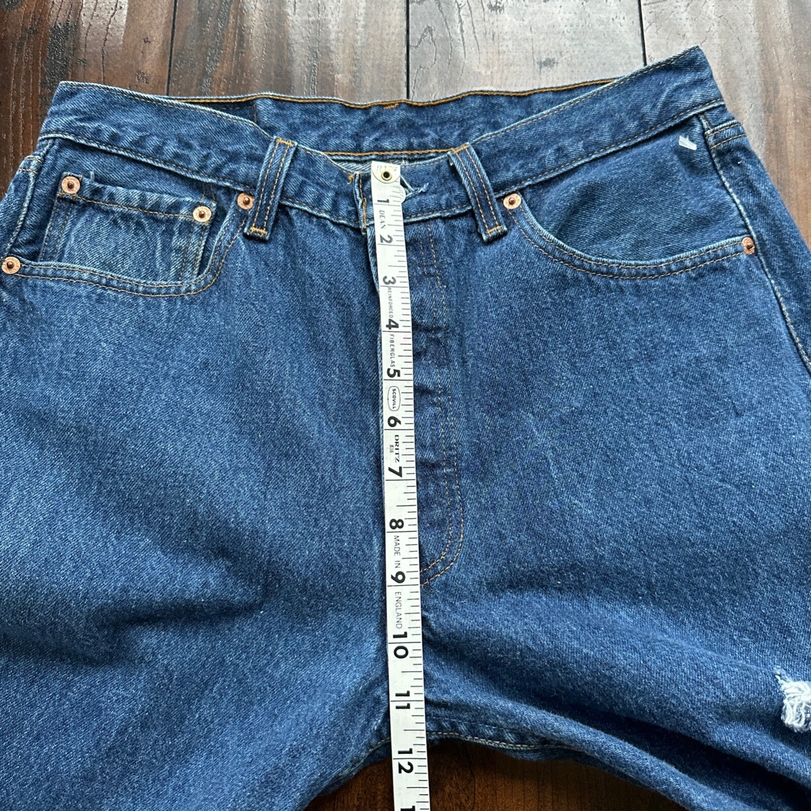 Vintage 90s Levis 501 34x32 USA Blue Denim Jeans Act 30x27 Thrashed Distressed