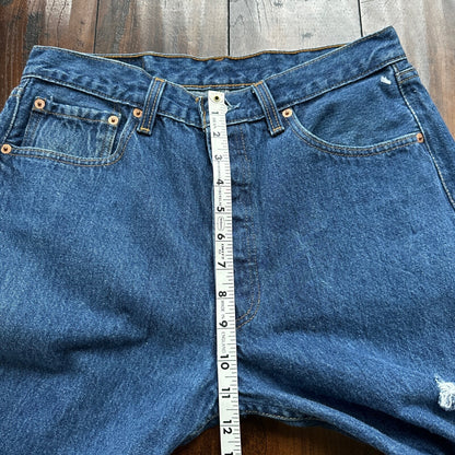 Vintage 90s Levis 501 34x32 USA Blue Denim Jeans Act 30x27 Thrashed Distressed