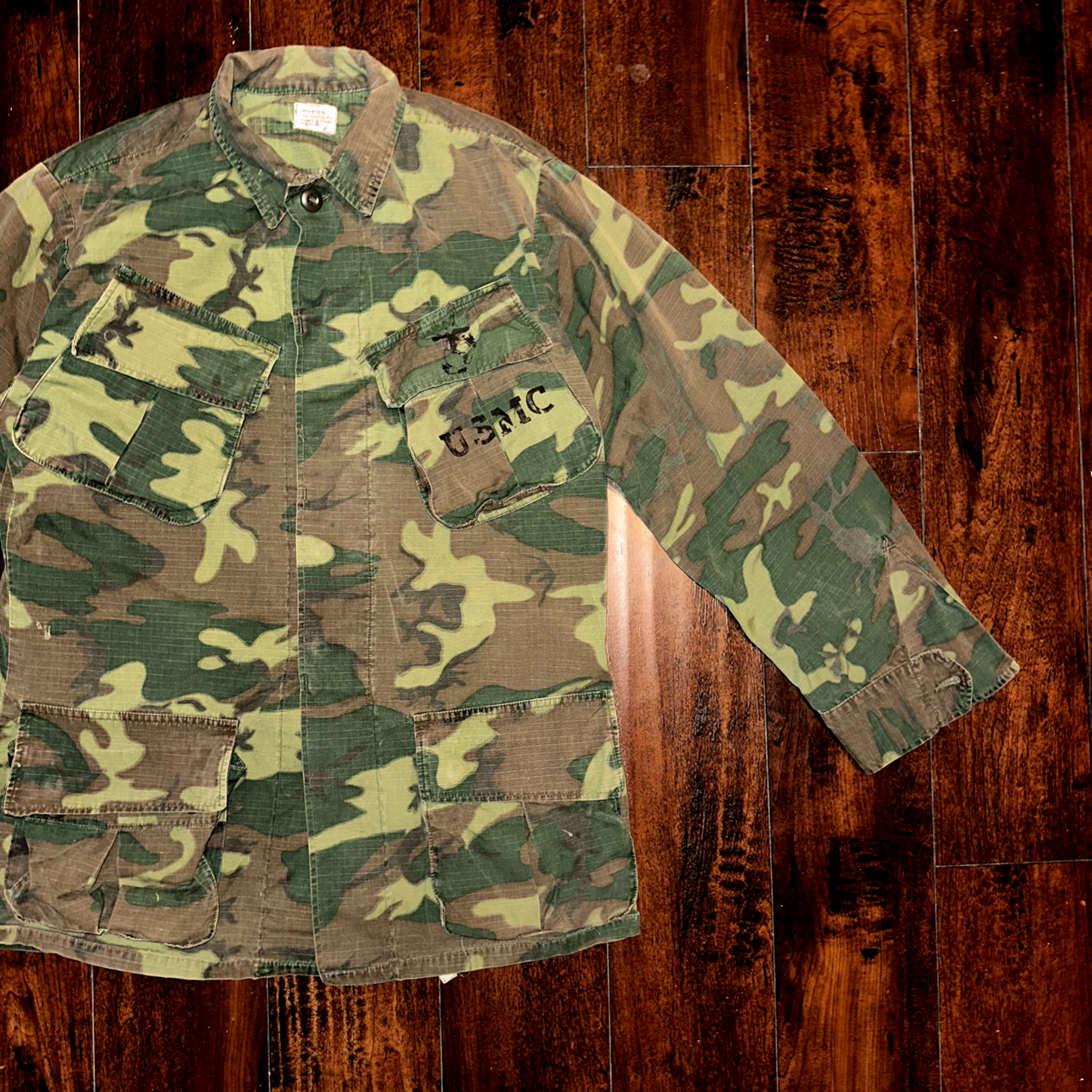 USMC 1968 Military Camouflage Wind Resistant Poplin Coat Camo Jacket Alpha 60s