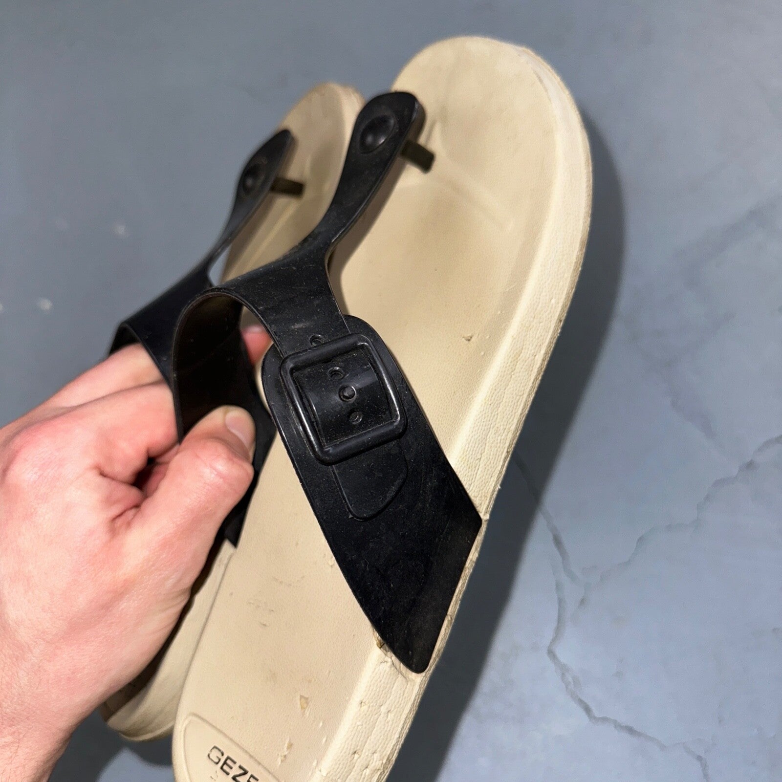 Gezer Slip On Sandals Open Toe Slide Womens 39EU Black Simple Y2K VTG Style