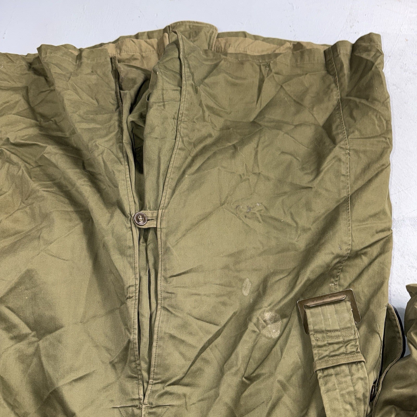 1950 US Army OD-7 Overcoat Cotton No Liner Korean War Trench Coat Belted OG 107