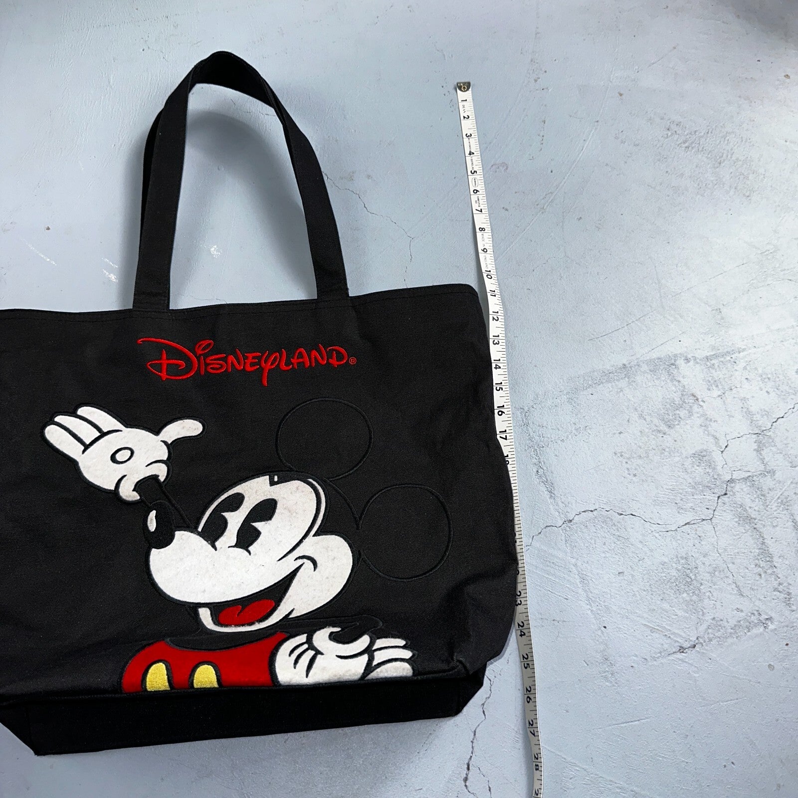 Vintage Walt Disney World Embroidered Tote Bag Black Travel Bag 90s
