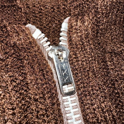 Vtg 70s Sears JR Hoodie Chunky Zip Up Sweater Brown Women's L 1970s Junior