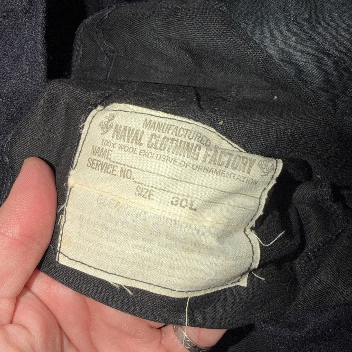 VTG 40s WWII US Naval Clothing Factory Wool Sailor Pants Navy 30L Bell Bottoms