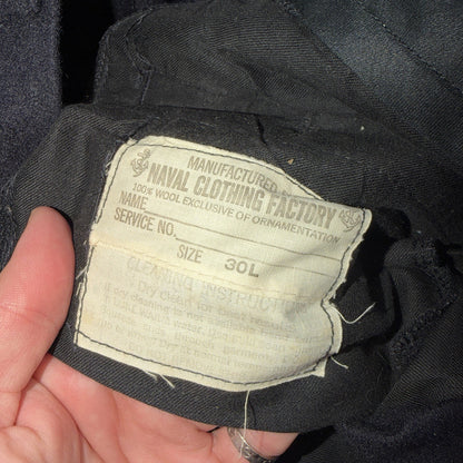 VTG 40s WWII US Naval Clothing Factory Wool Sailor Pants Navy 30L Bell Bottoms