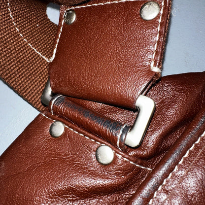 Rich Brown Leather Messenger Satchel Computer Laptop Cross Body Bag