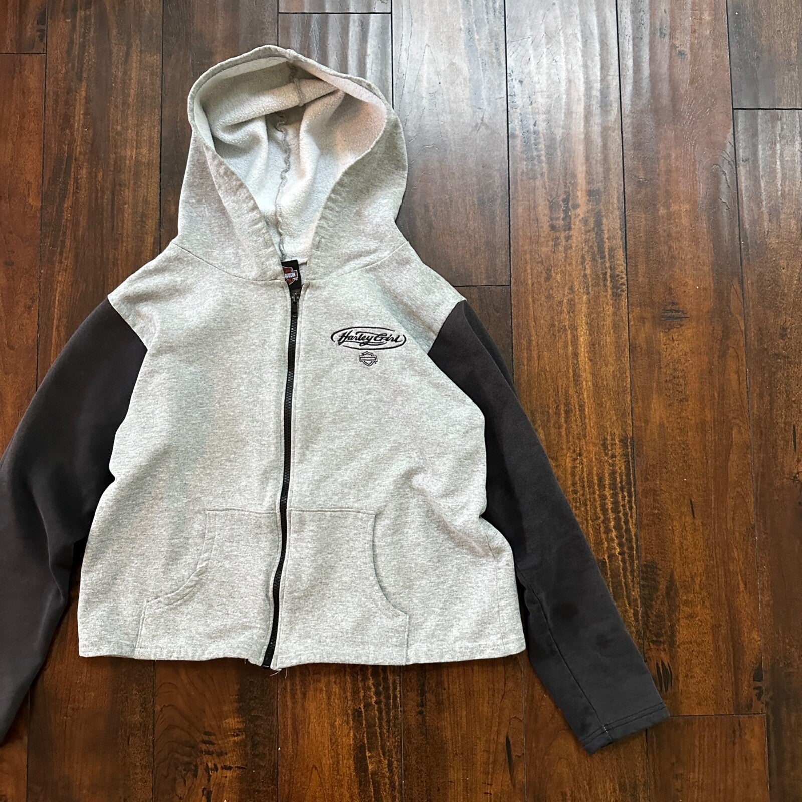 Vtg Harley Davidson Size L Women's Zip Up Hoodie USA 90s Eugene Oregon Bike