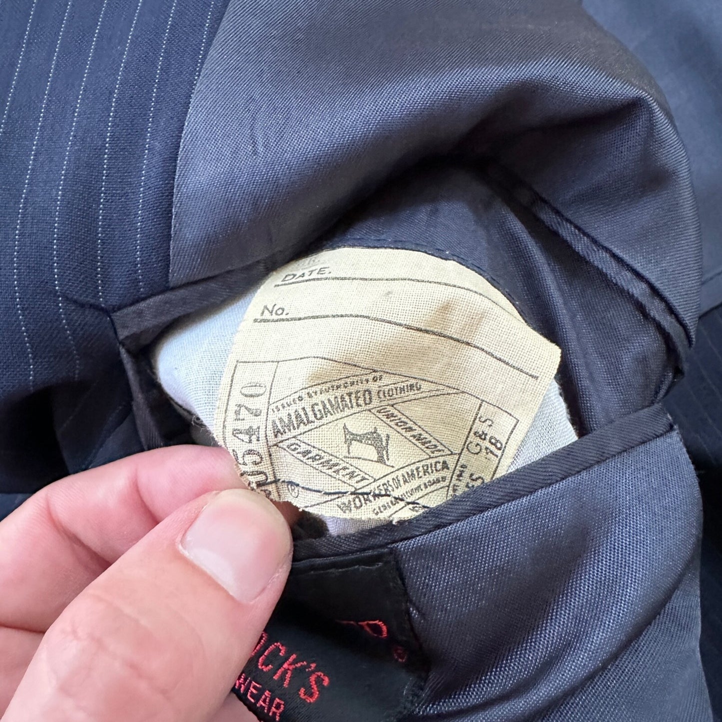 1960s Navy Blue Sport Jacket VTG Mens Suit 44 38x28 Rockabilly Pinstripe Pants