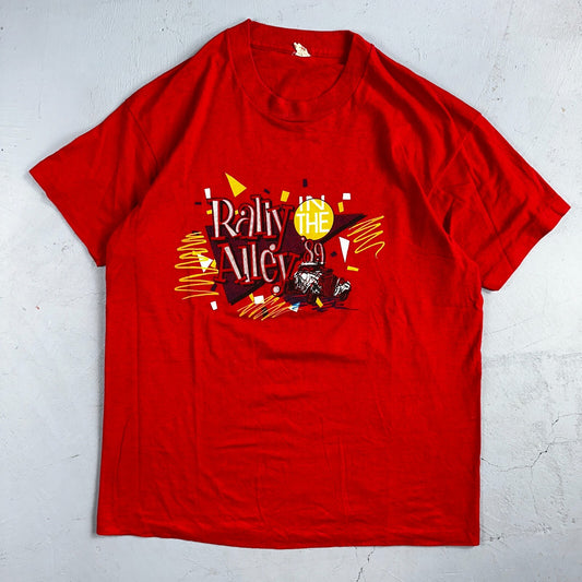 Rally Alley 1989 VTG T Shirt Screen Stars XL 80s Single Stitch Red Cars Security