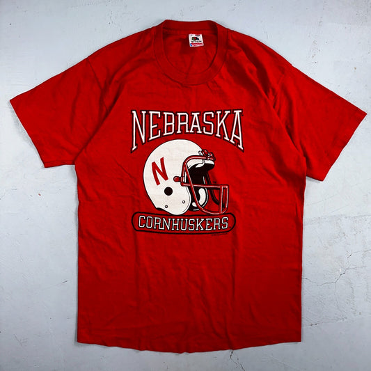 Nebraska Cornhuskers Vintage NCAA Red T Shirt Size Large FOTL 80s 1987 Football