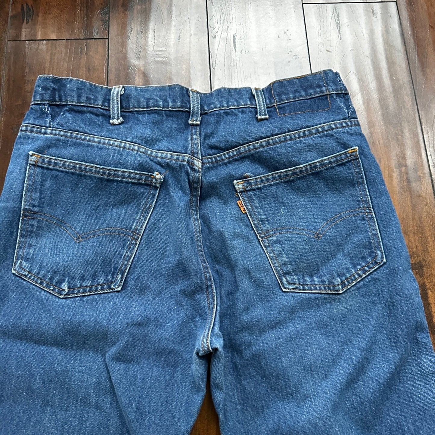 Vintage 80s Levis 646 Boot Flare Orange Tab 36x36 USA Blue Jeans 501 Act 33x34