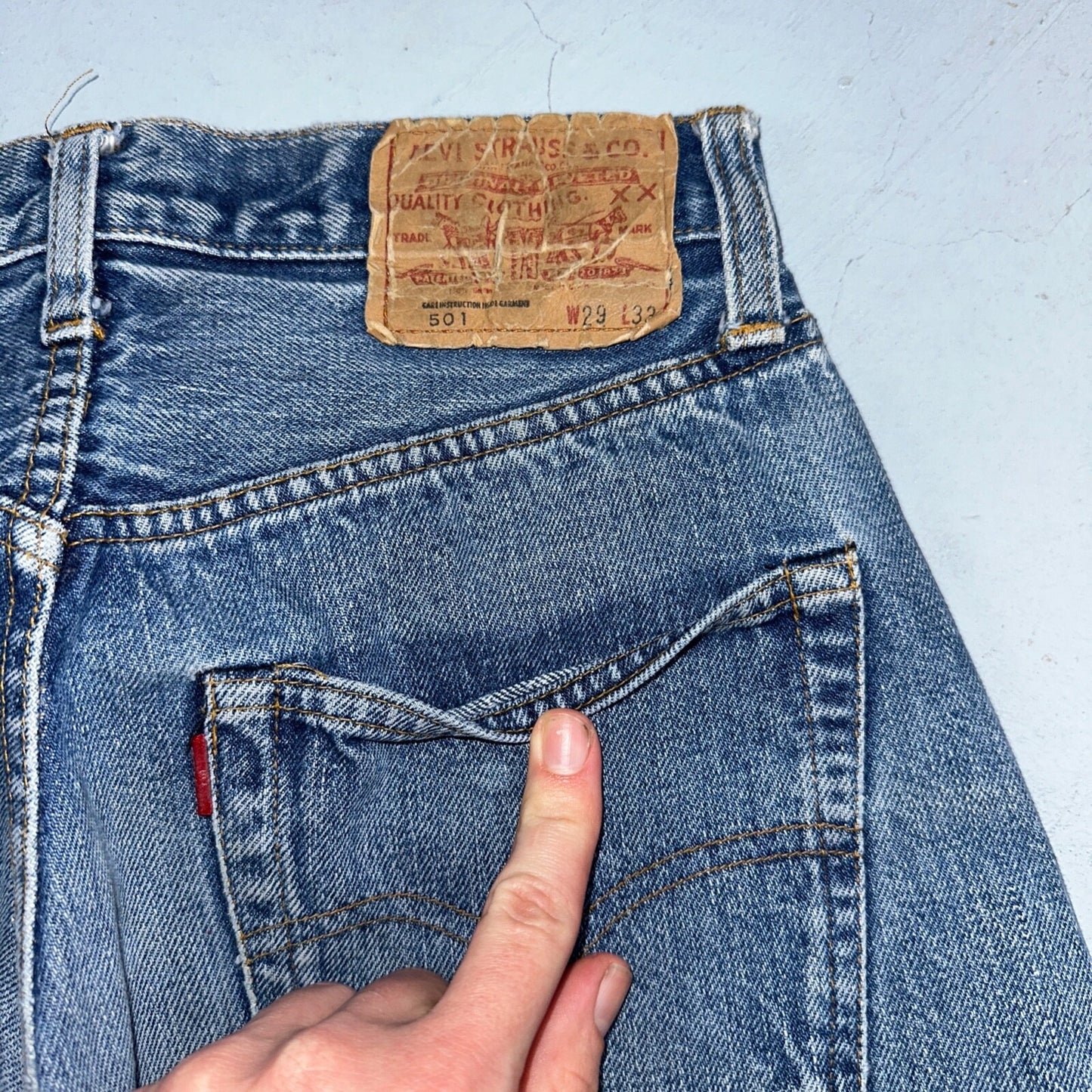 Levis 501 VTG 70s SS Redline Selvedge Jeans XX Med Wash 29x33 Act 26x29