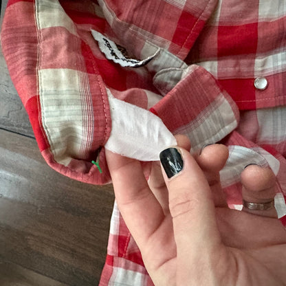 Gold Collection Karman Men's Western Shirt Pearl Snap Red USA Plaid Checker 80s