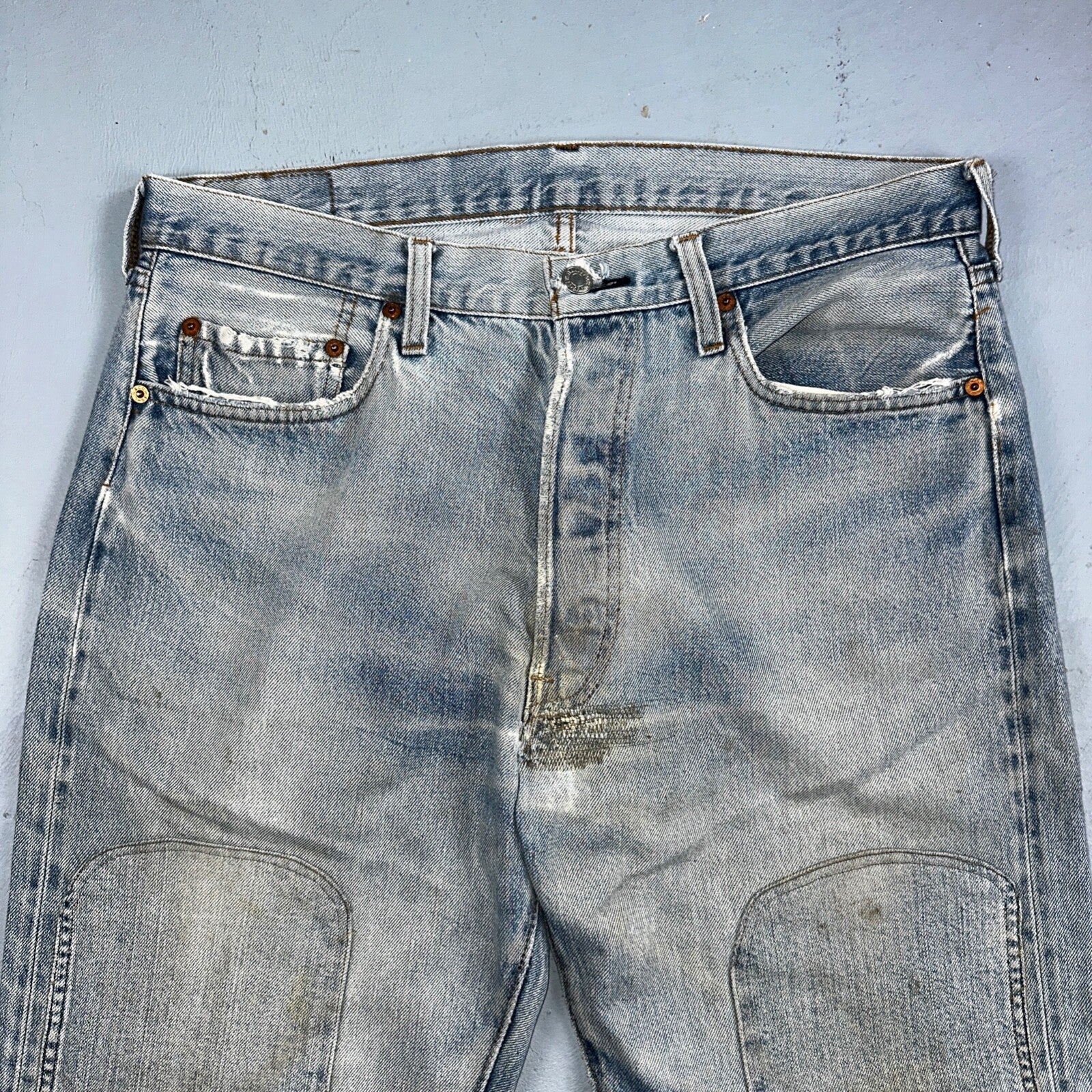 Levis 501 Vintage 80s Redline Selvedge USA XX Jeans Light Wash 36x31 Act 34x27