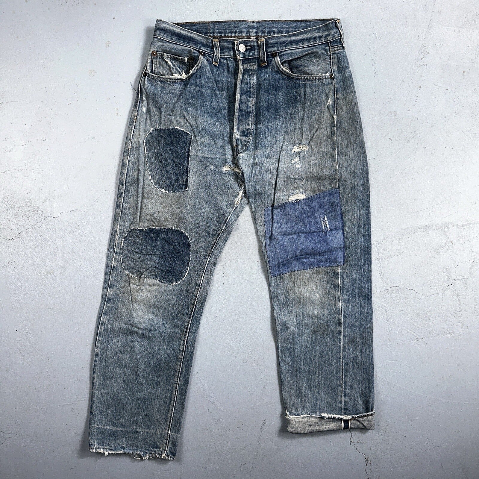 Levis 501 VTG 70s SS Redline Selvedge Jeans XX Blue Med Wash Patched Act 31x28