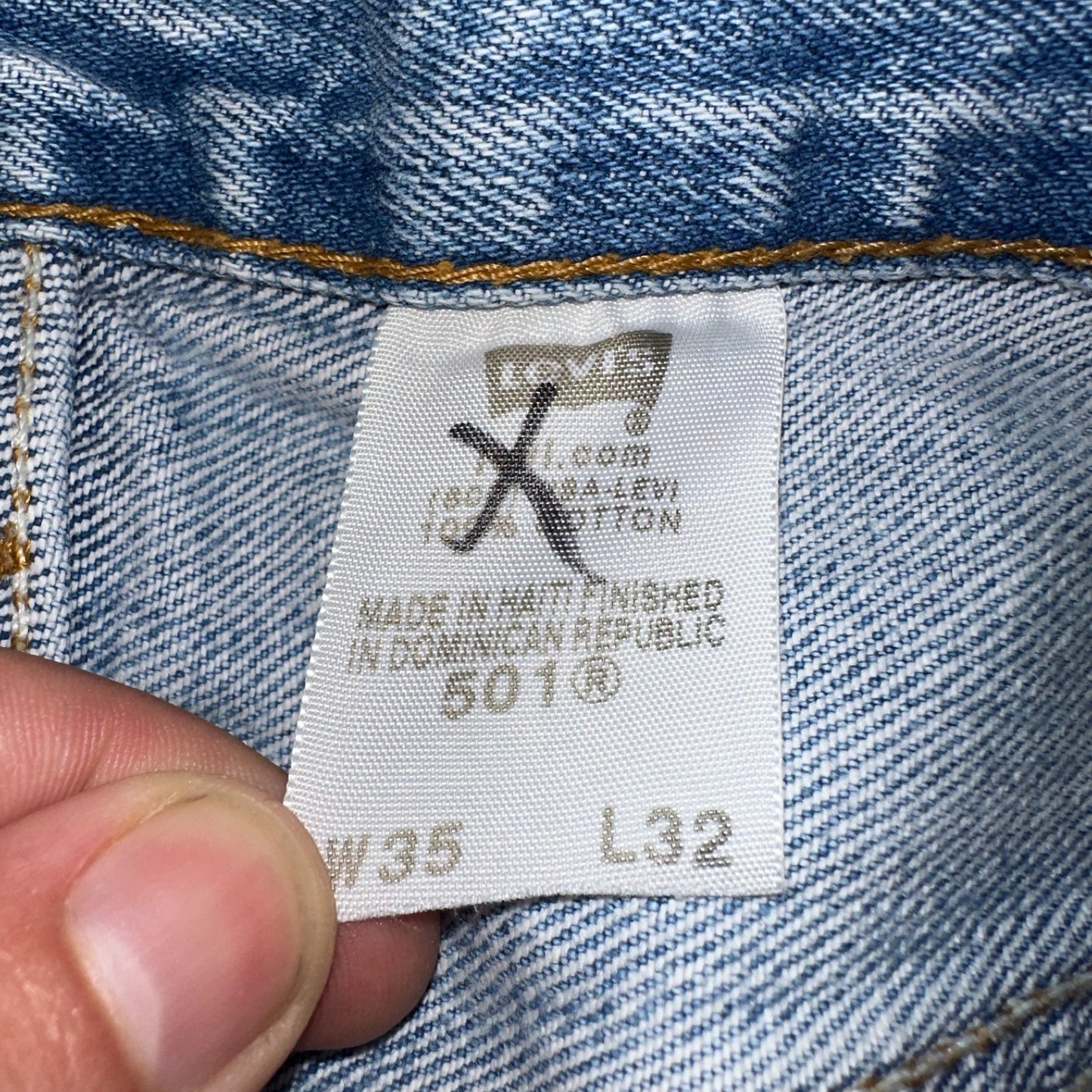 Levis 501 Vintage Y2K 90s XX Straight Leg Jeans Blue Light Wash 35x32 Act 32x29